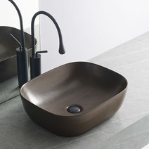 브라운 탑볼 보조 미니 세면볼 욕실 화장실 사각 원형, 46x32x14cm블랙 접착제 수도꼭지 미포함