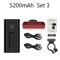 전조등 라이트 후미등 거치대 조명 야간 센서 LED 자전거 newboler 1000, 협력사, 5200mah 세트 3