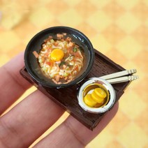 미니어쳐 라면그릇단무지트레이셋트 납골당음식소품 돌하우스 음식
