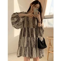 LL-1390페미닌한 벌룬 플레어 원피스