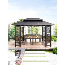 야외정자 라탄 오두막 야외 안뜰 전망대 차양 텐트 스타일 모바일 4 코너 정원 농장 지붕 빌라 파빌리온, [20] 아연도금 시트 상판 36미터 좌식 패널 3개