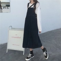 슬렉스 데님스커트 롱 원피스 멜빵스커트 jj