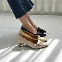 성수동 수제화 소가죽 여성 펌프스 구두 청키힐 5cm