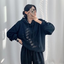 티데일리 남녀공용 털 기모 오버핏 후드 티셔츠