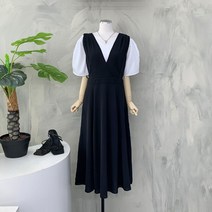 [행복여] 블랑 셔링 브이 라인 뷔스티에 플레어 원피스