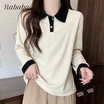 나바바 NT398 여성 캐주얼 배색 카라 티셔츠