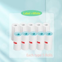 포토 미니 프린터 포켓 휴대용 mini pocket Thermal label 무선 bluetooth connect to mobile phone for android iphone, 5 라벨 5 흰색