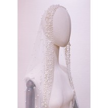 카톨릭 미사보 성당 천주교 성물 미사포 로맨틱 후행 대 웨딩 베일 단층 진주 구슬 투구
