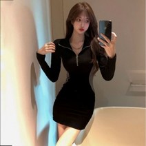 한강 데이트 나들이 벚꽃 Bodycon 긴 미니 드레스 여성용 턴다운 셔츠 패션
