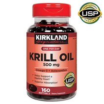 Kirkland 커클랜드 시그니춰 크릴오일 Krill oil 500mg 160정 (160일분 유효기간 2024-01-31), 1개