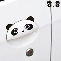 당황한눈 팬더 귀여운 자동차 스티커 주유구커버, 1개, 블랙