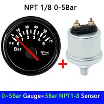 오일 압력계 압력게이지 HD 0 ~ 10 바 1/8NPT 센서 디젤 발전기 부품 10mm, 한개옵션1, 03 NPT1-8 0-5Bar