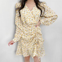 포디룩 (2c) 스프링 셔링 랩 플라워 원피스