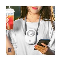 미니 사각 휴대용 목걸이 핸즈프리 선풍기 1200mAh 골프 탁상용 핸디선풍기 목걸이선풍기, 핑크