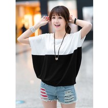 DFMEI 상의 빅 사이즈 박시 반팔 티셔츠