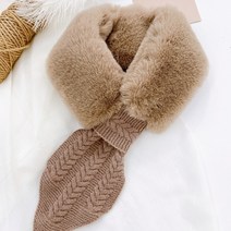 pkpj 두배 도톰 무지니트 한쪽 고리 타이 에코 페이크퍼 머플러 스카프 털목도리 6color