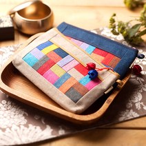 고급 마(면) 전통 조각보 화장품 파우치