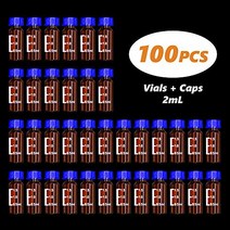 INTLLAB Autosampler Vial 2ml Hplc Vials Blue Screw Cap with Hole 100 Pack Transparent, 1