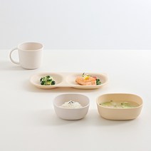 탁가온 네모 2구세트(2구식판+밥+국) 에코젠 아기 유아 자기주도 식판, 민트