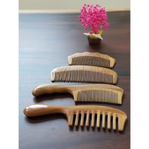 명품 유창목 천연 나무 빗 두피마사지 머리결좋아지는 빗 향수빗, 촘촘한도끼빗+가죽케이스