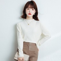 초가을 니트 패션 라운드 긴팔 비즈매치 상의 이너티녀