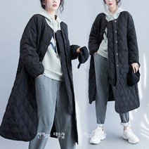 신이SH더블샵 큰언니 빅사이즈 따뜻한 경량 다이아몬드퀼팅 롱패딩 간지나는 패션 노카라 코트