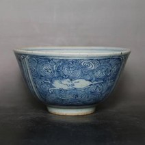 접시 그릇 도자기 중국식 찻잔 컵 식기 세트 중국 오래된 파란색 흰색 바닷물 사슴 곡물 패턴245-245