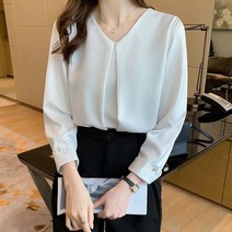 빌리즈빈 가을 여성 라운드 긴팔 셔츠 면접 블라우스 B112