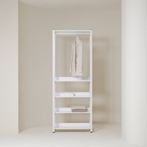 상일리베가구 아이언 철제 시스템 드레스룸 800 5단 선반행거, 화이트오크