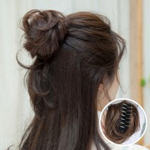 루즈루나 여자똥머리 당고머리 만두머리 올림머리 부분가발 집게, 브라운