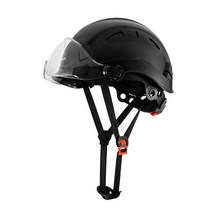 고글 헬멧 안전모 작업용 머리 눈 보호 승마 등산 산업 건설 ABS 현장 모자, 블랙 + 투명고글