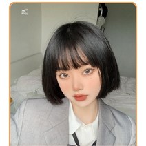 오컬트몰 짧은 보브컷 스타일 숏컷 데일리 헤어 칼단발 통가발, 1개, 다크브라운