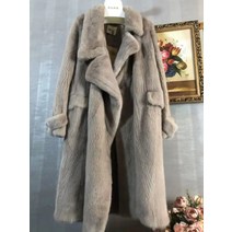 밍크 롱 코트 카라 벨벳 퍼 모피 가디건 겨울 아우터