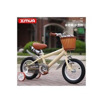 빈티지 자전거 레트로 영국 스타일 12/14/16/18 인치 2- 학생용 바구니 포함, 노란색_18인치