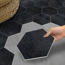 쉬움 장판 인조방부목 나무 타일 보닥플레이트 모노룸 대리석 육각형 나뭇결 껍질과 스틱, 검은색, 5개
