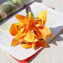 부케돔 흰 난초 웨딩 신부 결혼 라텍스 인공 DIY 스크랩북 집 묶음당 4 개, 5.orange