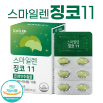 스마일렌 징코 11 30정 은행잎 추출물 징코빌로바 혈행 기억력 개선 뇌 두뇌 건강 영양제, 1개