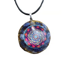 orgonite flower of life 오르곤 펜던트 sodalite stone emf protection reiki 명상 도구 오르곤 목걸이 쥬얼리