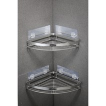 HEZO헤조 욕실 주방 무타공 SUS304 스텐 코너 선반, L (대형)×2개, L (대형)×2개