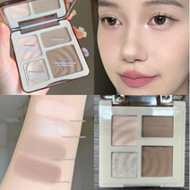 4색 하이라이터 컨투어 팔레트 일루미네이터 메이크업 3D 브론저 매트 파우더 로즈 블러쉬 하이글로스 화, 01 01 Pink, 1개