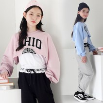 베베앤리본 봄 BB_오 하이오 크롭 이중티 여아의류 아동용 레이어드 여아 크롭티 초4 초5 초6 옷 유행 인싸템 의류
