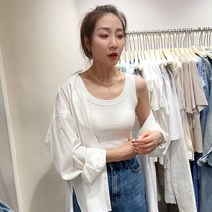 여성 기본 끈나시 면 나시티