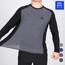 [이지바이] 남성 멜란지 배색 라운드티_굿모션 춘추용 가볍게 입기 좋은 긴팔 티셔츠 / 95~115 사이즈까지 신죽성 좋은 빅사이즈 긴팔티_등산복 작업복 운동복 이너티