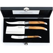 Laguiole Style de Vie 라귀올 커트러리 프랑스 스테인리스 올리브 우드 치즈 나이프 세트