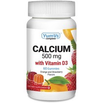 얌브이스 컴플리트 칼슘 500mg 비타민 D3 오렌지 스트로베리 구미, 60개입, 1개