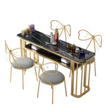 대리석 패턴 네일샵 테이블 네일케어 네일테이블 좁고긴테이블 홈 카페 식탁 패디 매니큐어 단일 더블 간단한 현대 테이블 유럽 스타일의 네일 테이블과 의자 세트 특별 경제, 의자없는 80 검은 다리 + 흰색 나무 테이블 탑