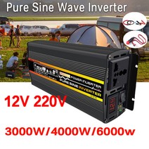 순수 사인파 전원 인버터 전압 변압기 디지털 디스플레이 자동차 홈 야외 DC12V AC 220V 변환기 전원 인버, 02 3000W