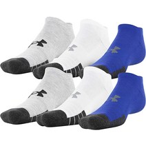 Under Armour 성인용 퍼포먼스 테크 노쇼 양말 스틸 모음 미디엄 6쌍 448428, Royal Assorted (6-pairs)_Large