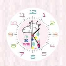 메이코 캐릭터 무소음 인테리어 벽시계 30cm, 기린