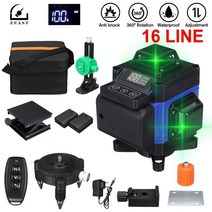 zeast 16 라인 레이저 레벨기(2x6000mah 배터리 포함) 4d 강력한 녹색 조명 원격 제어 수평계 수직 셀프 레벨링 시스템, 2 배터리 녹색